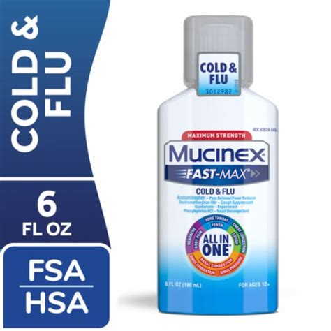 Mucinex Fast Max Maximum Strength Cold Flu All In One Liquid 6 Fl Oz