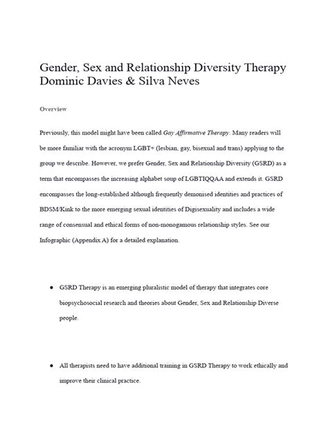 Gender Sex And Relationship Diversity Therapy Pdf Psychotherapy Homosexuality