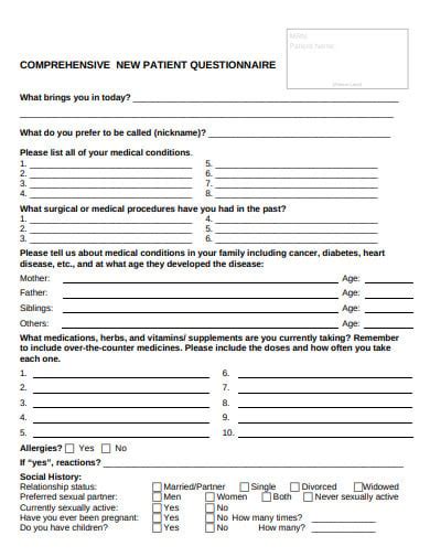 21 Patient Questionnaire Templates In Pdf Doc