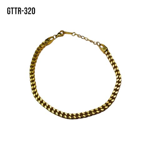 Jual Gelang Tangan Kaki Titanium Rantai Lebar Emas Gold Polos Gelang