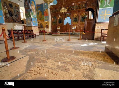 Mosaico Della Mappa Della Terra Santa Palestina St George Chiesa Greco