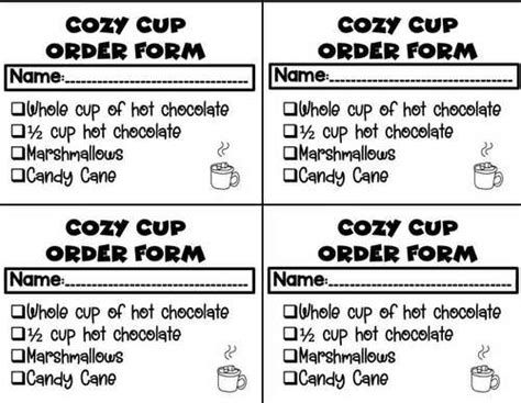 Hot Chocolate Order Form Holiday Celebration Editable By Copies And Chaos