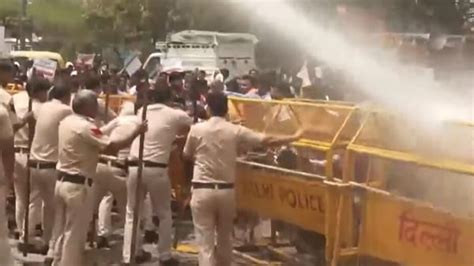 Delhi News Water Cannons Used Against Those Protesting Over Water