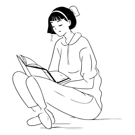 Premium Vector Young Woman Sitting On The Floor And Reading A Book