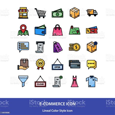 Ilustración De Paquete De Iconos De Comercio Electrónico En Vector De