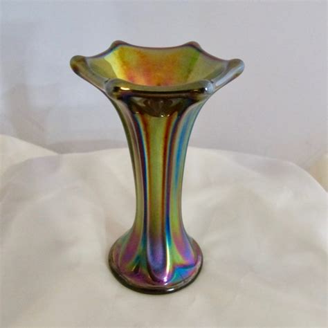 Antique Imperial Amethyst Morning Glory Carnival Glass Mini Vase Carnival Glass