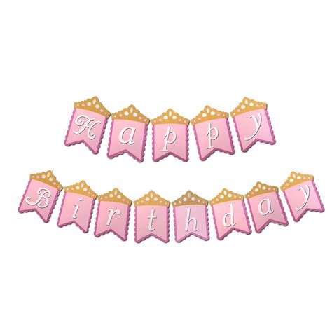 Buy Princess Crown Happy Birthday Banner Pink And Gold Birthday