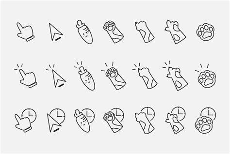 Premium Vector Set Of Cute Mouse Click Cursor Icon Mouse Pointer Set