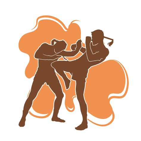 Silueta Vectorial De Luchador De Artes Marciales Muay Thai Masculino