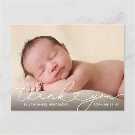 Thank You Photo Baby Announcement Postcard Zazzle