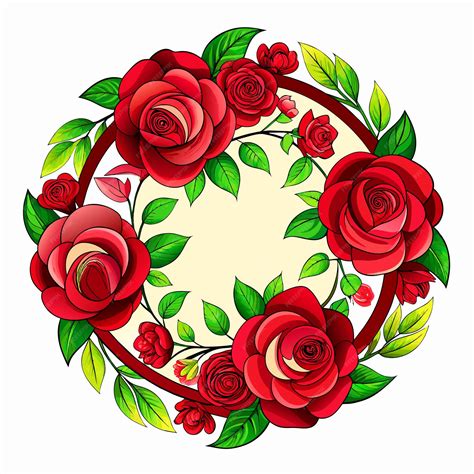 Premium Vector Round Frame Of Realistic Red Roses Vector Illustration