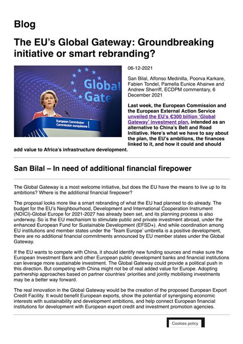 Pdf The Eus Global Gateway Groundbreaking Initiative Or Smart