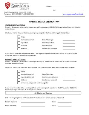 Fillable Online Marital Status Verification Fax Email Print Pdffiller