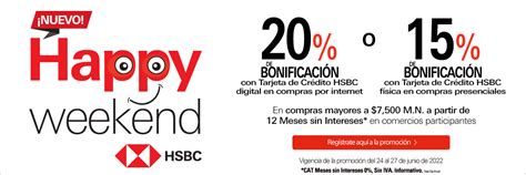 Obtén Hasta 20 De Bonificación Con Tarjeta De Crédito Hsbc En El Happy Weekend De Junio Estas