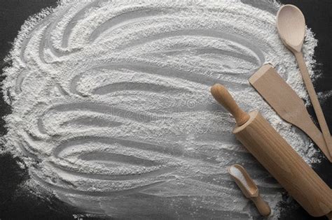 Flour And Wooden Utensils On The Board Stock Photo Image Of Flour