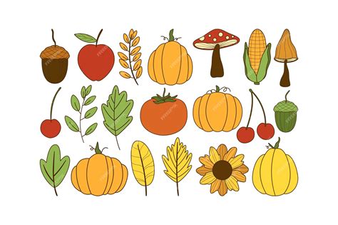 Premium Vector Doodle Autumn Illustration Set