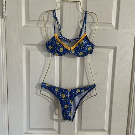 Swim Tini Bikini Blue And Yellow Pattern Poshmark