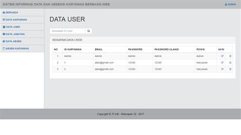 Aplikasi Sistem Informasi Absensi Pegawai Berbasis Web Free NBKomputer