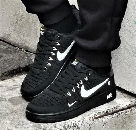 Кроссовки женские Nike Air Force черные текстильные, кеды Форсы Найки ...