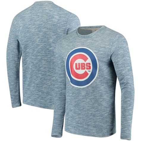 Mens Chicago Cubs Heathered Royal Heathered Crew Neck Sweater