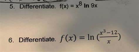 Solved Differentiate F X X In X Chegg