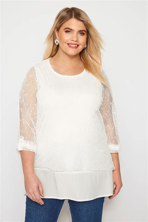 Plus Size Ivory Layered Crochet Top Sizes 16 To 36 Yours Clothing