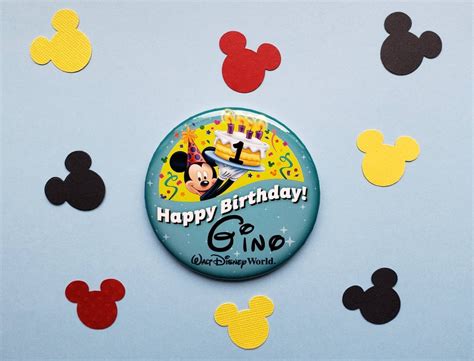 Custom Walt Disney World Button Happy Birthday Etsy