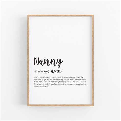 Nanny Definition Print Nanny Dictionary Print Nanny Gifts Nanny