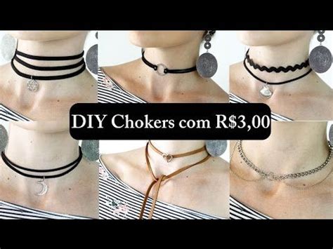 DIY 6 Chokers Gastando só R 3 00 Faça você mesmo sua gargantilha