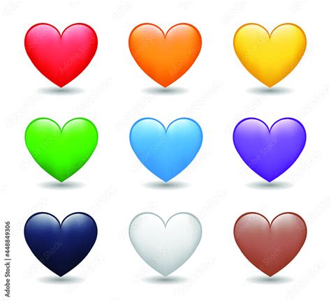 Heart Color Set Icons. Cartoon Style Love Symbol emoji. Heart Love ...