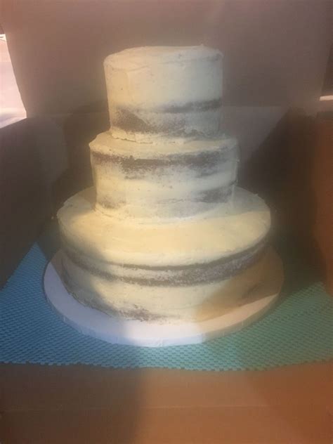 Naked Wedding Cake With Pink Roses CakeCentral