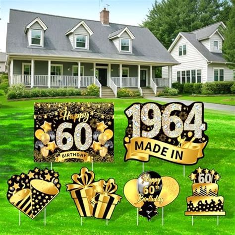 Black Gold 60th Birthday Decorations For Men Women 6 Pcs