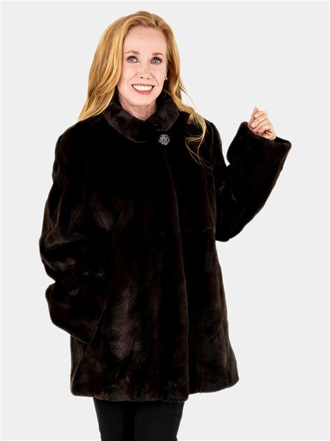 Women S Brown Sheared Mink Fur Jacket Reversible Size Estate Furs