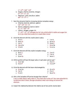 Atomic Trends Practice By Schrim S Chem Teachers Pay Teachers