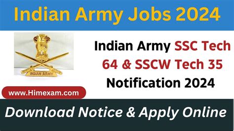 Indian Army Ssc Tech Sscw Tech Notification Himexam