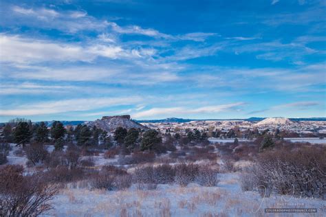 Blue Skies White Clouds Light Snow Castle Rock Colorado