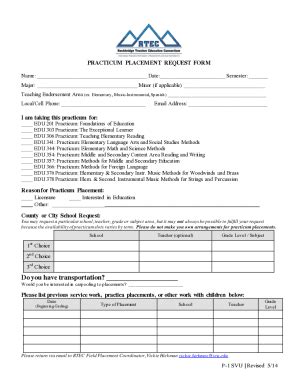 Fillable Online P 1 Practicum Request Form Fax Email Print PdfFiller