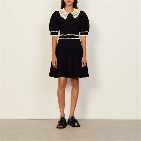 Knit Dress With Contrasting Collar Dresses Sandro Paris