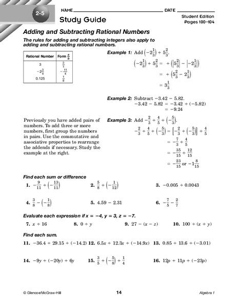 Order Of Operations With Rational Numbers Worksheet