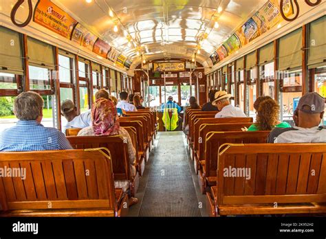 New Orleans July People Travel With The Famous Old Street Car St