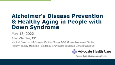 Alzheimer S Disease Prevention And Healthy Aging In People With Down Syndrome Webinar Recording