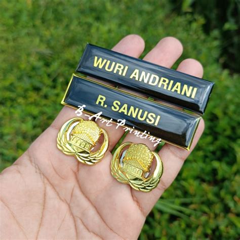 Jual PAKET NAME TAG KORPRI AKRILIK GOLD NAME TAG GOLD PAPAN NAMA ASN