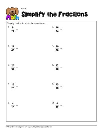 Reduce-To-Lowest-Terms-4 Worksheets