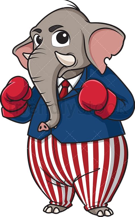 Republican Elephant Wearing Boxing Gloves Cartoon Clipart Vector ...