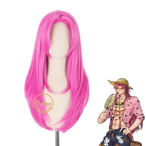 Anime Jojos Bizarre Adventure Golden Wind Diavolo Wig Pink Long Heat