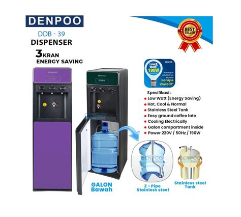 Denpoo DDB 39 Dispenser Air Gallon Bawah NON Kompresor 3 Kran Panas