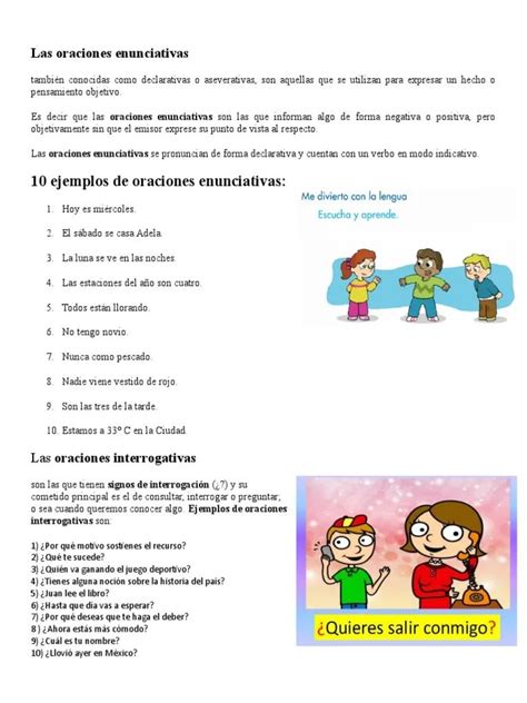 Oraciones Enunciativas Clave Para La Comunicación Efectiva Basado En Hechos Reales