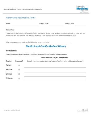 Fillable Online Annual Medicare Wellness Visit Form Fax Email Print