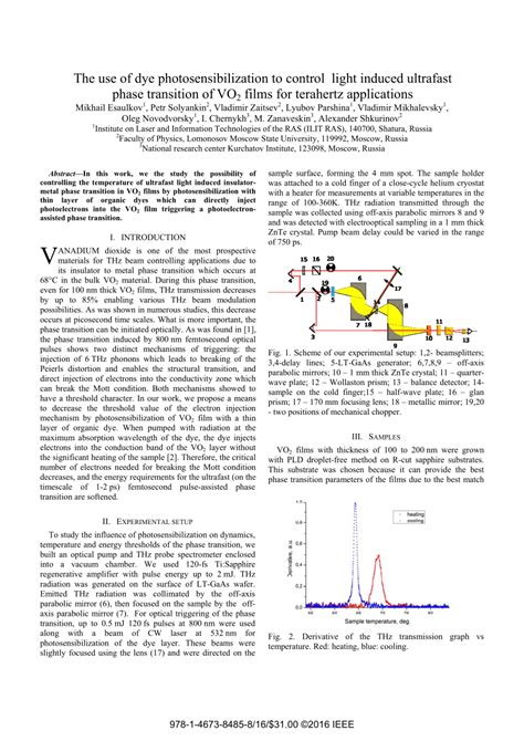 Pdf The Use Of Dye Photosensibilization To Control Light Induced