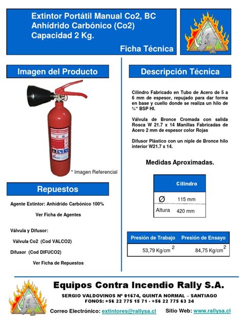 Ficha Técnica Extintor Co2 Bc 2 Kg 2021 Pdf Science Ciencia Y